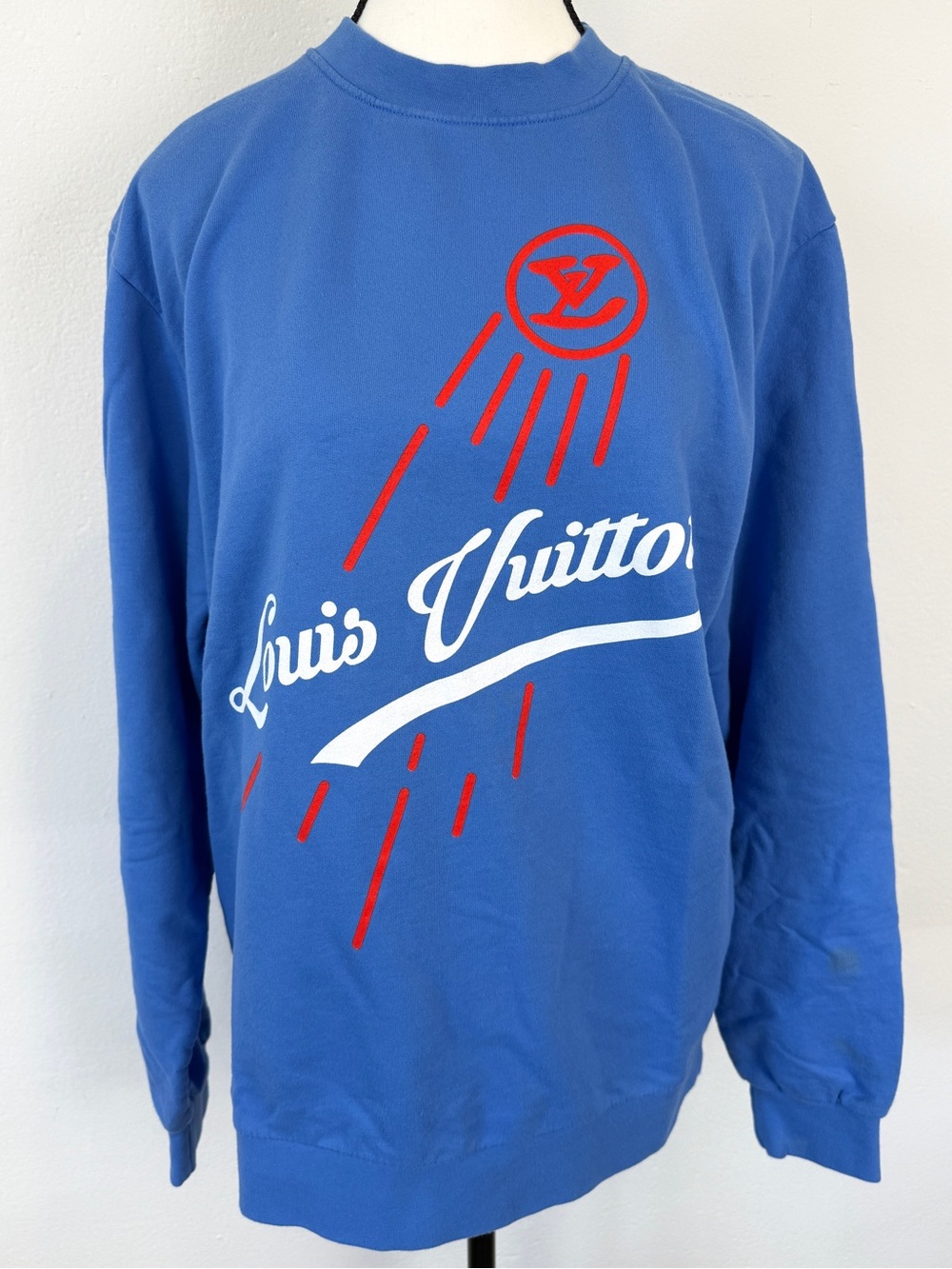 Mega Yacht Size Small Blue Louis Dodgers Parody Graphic Crewneck Sweatshirt